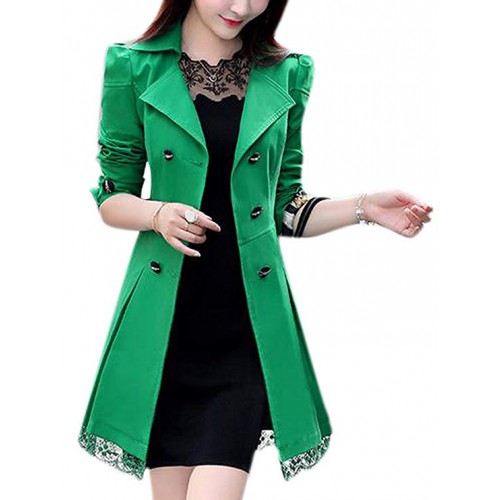 Women Elegant Double Breasted Belted Long Jacket Trenchcoat Women Elegant Double Breasted Belted Long Jacket Trenchcoat